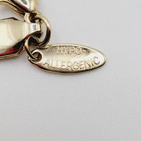 Gold Tone 5mm Herringbone Chain Bracelet Signed Compatibles Hypo-Allergenic 7.25 - Picture 7 of 7